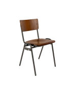 stoel Vintage met houten zitting koppelbaar