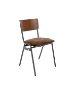 stoel Vintage met leren zitting koppelbaar