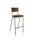 barkruk Vintage met leren zitting