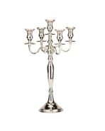 buffetkandelaar 5-armig vernikkeld hoogte 60 cm.