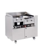 front-cooking met wok, bakplaat en afzuiging