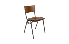 stoel Vintage met houten zitting koppelbaar