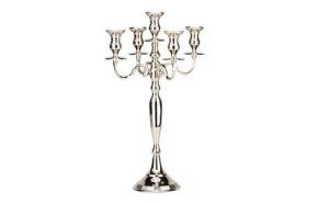 buffetkandelaar 5-armig vernikkeld hoogte 60 cm.