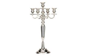 buffetkandelaar 5-armig vernikkeld hoogte 80 cm.